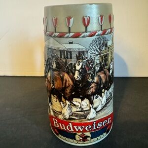 1988 Budweiser Vintage Holiday Collector's Series Clydesdales Stein Beer Mug